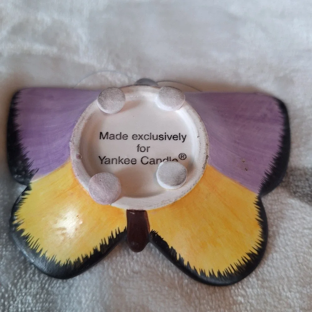 Yankee Butterfly Tea Light Candle Holders Blue & Purple Ceramic